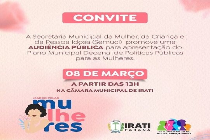 Audiência apresentará Plano de Políticas Públicas para as Mulheres