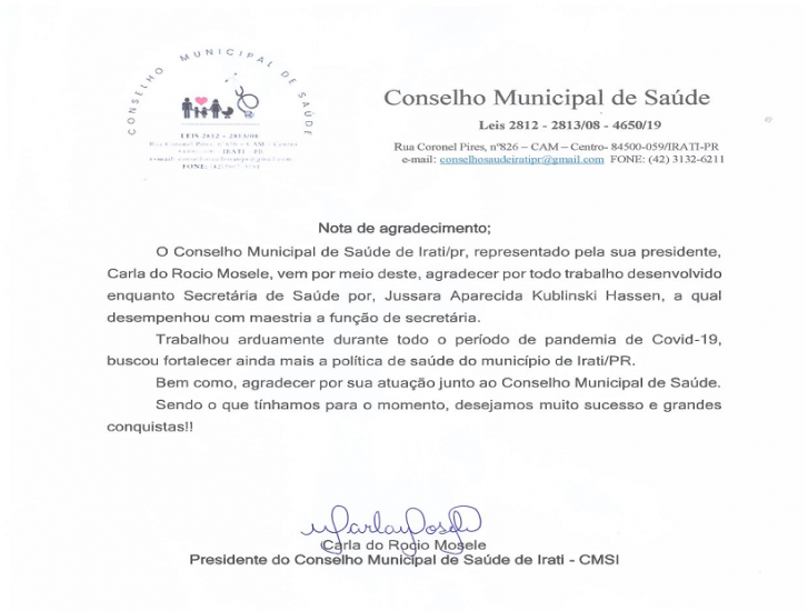 Nota de Agradecimento